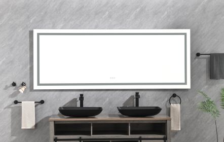 (ONLY FOR PICKUP)84*32 LED Lighted Bathroom Wall Mounted Mirror with High Lumen+Anti-Fog Separately Control  bedroom full-length mirror  bathroom led