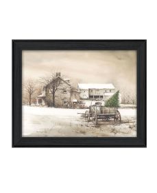 Trendy Decor 4U "Bringing Home the Tree" Framed Wall Art, Modern Home Decor Framed Print for Living Room, Bedroom & Farmhouse Wall Decoration by John