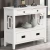 36'' Farmhouse Pine Wood Console Table Entry Sofa Table with 4 Drawers & 1 Storage Shelf for Entryway Living Room Bedroom Hallway Kitchen (Antique Whi