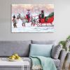 Framed Canvas Wall Art Decor Painting For Chrismas, White Horse with Sledge Chrismas Gift Painting For Chrismas Gift, Decoration For Chrismas Eve Offi