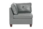 Contemporary Genuine Leather 1pc Corner Wedge Grey Color Tufted Seat Living Room Furniture