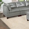 Contemporary Genuine Leather 1pc Corner Wedge Grey Color Tufted Seat Living Room Furniture