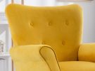 Stylish Living Room Furniture 1pc Accent Chair Yellow Fabric Button-Tufted Back Rolled-Arms Black Legs Modern Design Furniture