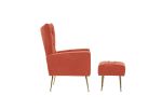 Modern Accent Chair with Ottoman, Comfy Armchair for Living Room, Bedroom, Apartment, Office (Brick red)