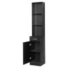 FCH MDF With Triamine One Door One Drawer Three Compartments High Cabinet Bathroom Wall Cabinet Black RT