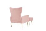 Modern Accent Chair with Ottoman, Comfy Armchair for Living Room, Bedroom, Apartment, Office (Pink)