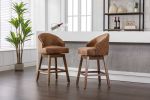 COOLMORE Bar Stools Set of 2 Counter Height Chairs with Footrest for Kitchen, Dining Room And 360 Degree Swivel