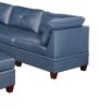 Contemporary Genuine Leather 1pc Corner Wedge Ink Blue Color Tufted Seat Living Room Furniture