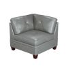 Contemporary Genuine Leather 1pc Corner Wedge Grey Color Tufted Seat Living Room Furniture