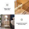 LED Nightstand with 2 Glass Shelves, Modern Bedside Table with 3 Color LED Lighting/Adustable Brightness, Nightstand for Bedroom/Living Room, Natural