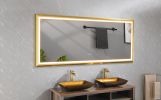 (ONLY FOR PICKUP) 84 in. W x 36 in. H Oversized Rectangular Gold Framed LED Mirror Anti-Fog Dimmable Wall Mount Bathroom Vanity Mirror HD Wall Mirror