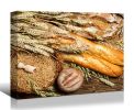 Framed Canvas Wall Art Decor Bread Painting, Still Life Bread&Wheat Painting Decoration For Restrant, Kitchen, Dining Room, Office Living Room, Bedroo