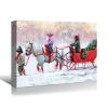 Framed Canvas Wall Art Decor Painting For Chrismas, White Horse with Sledge Chrismas Gift Painting For Chrismas Gift, Decoration For Chrismas Eve Offi