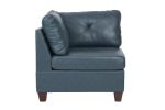 Contemporary Genuine Leather 1pc Corner Wedge Ink Blue Color Tufted Seat Living Room Furniture