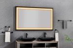 84in. W x 48in. H Oversized Rectangular Black Framed LED Mirror Anti-Fog Dimmable Wall Mount Bathroom Vanity Mirror HD Wall Mirror Kit For Gym And Dan