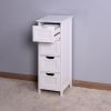 White Bathroom Storage Cabinet; Freestanding Cabinet with Drawers