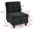 Single Chair for Modular Sectional,Black Velvet (26.5"x31.5"x36")