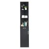 FCH MDF With Triamine One Door One Drawer Three Compartments High Cabinet Bathroom Wall Cabinet Black RT