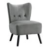 Unique Style Gray Velvet Covering Accent Chair Button-Tufted Back Brown Finish Wood Legs Modern Home Furniture