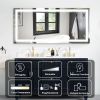 60x28 Inch LED Lighted Bathroom Mirror with 3 Colors Light, Wall Mounted Bathroom Vanity Mirror with Touch Button, Anti-Fog Dimmable Bathroom Mirror (