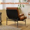 Bonded Leather Armchair, Modern Accent Chair High Back, Living Room Chairs with Metal Legs and Soft Padded, Sofa Chairs for Home Office,Bedroom,Dining