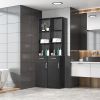 FCH MDF With Triamine One Door One Drawer Three Compartments High Cabinet Bathroom Wall Cabinet Black RT