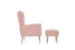 Modern Accent Chair with Ottoman, Comfy Armchair for Living Room, Bedroom, Apartment, Office (Pink)