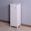 White Bathroom Storage Cabinet; Freestanding Cabinet with Drawers