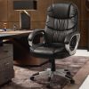 High Back Executive Chair PU Leather Business Manager's Office Chair Adjustable Ergonomic Swivel Desk Chair with Lumbar Support and Armrest, Black