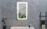 36*28LED Lighted Bathroom Wall Mounted Mirror with High Lumen+Anti-Fog Separately Control+Dimmer Function