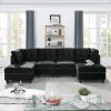 Ottoman for Modular Sectional,Black Velvet (25.5"x31.5"x19")