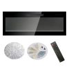 42 inch recessed ultra thin tempered glass front wall mounted electric fireplace with remote and multi color flame & emberbed, LED light heater