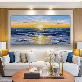 Oil Painting Hand Painted Horizontal Panoramic Abstract Modern Rolled Canvas Home hallway living room bedroom wall art (size: 50X100cm)