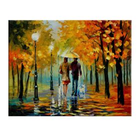 Landscape oil painting rain light street scenery lovers art canvas painting living room corridor office home decoration mural (size: 75X150CM)