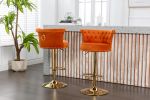 COOLMORE Swivel Bar Stools Set of 2 Adjustable Counter Height Chairs with Footrest for Kitchen, Dining Room 2PC/SET