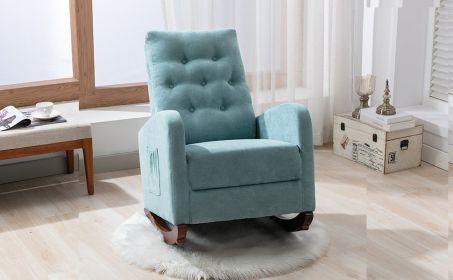 Baby Room High Back Rocking Chair Nursery Chair , Comfortable Rocker Fabric Padded Seat ,Modern High Back Armchair (Color: as Pic)