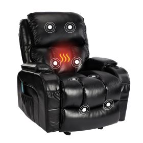 Recliner Chair for Living Room with Rocking Function and Side Pocket (Color: BLACK)