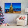 Framed Canvas Wall Art Decor Painting For Chrismas, Chrismas Tree on Seaside Chrismas Gift Painting For Chrismas Gift, Decoration For Chrismas Eve Off