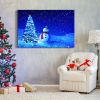 Framed Canvas Wall Art Decor Painting For Chrismas, Chrismas Tree with Cute Snowman Chrismas Gift Painting For Chrismas Gift, Decoration For Chrismas