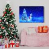 Framed Canvas Wall Art Decor Painting For Chrismas, Chrismas Tree with Cute Snowman Chrismas Gift Painting For Chrismas Gift, Decoration For Chrismas