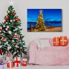 Framed Canvas Wall Art Decor Painting For Chrismas, Chrismas Tree on Seaside Chrismas Gift Painting For Chrismas Gift, Decoration For Chrismas Eve Off