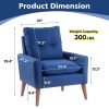 Modern Upholstered Accent Chair Armchair with Pillow, Single Sofa with Lounge Seat and Wood Legs