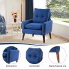 Modern Upholstered Accent Chair Armchair with Pillow, Single Sofa with Lounge Seat and Wood Legs