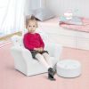 Children Upholstered Princess Sofa with Ottoman and Diamond Decoration for Boys and Girls