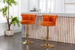 COOLMORE Swivel Bar Stools Set of 2 Adjustable Counter Height Chairs with Footrest for Kitchen, Dining Room 2PC/SET