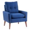 Modern Upholstered Accent Chair Armchair with Pillow, Single Sofa with Lounge Seat and Wood Legs